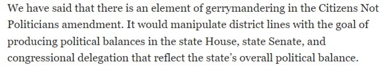 Toledo Blade Editorial Admits Gerrymandering