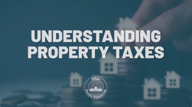 A blue graphic with text that reads, "UNDERSTANDING PROPERTY TAXES"