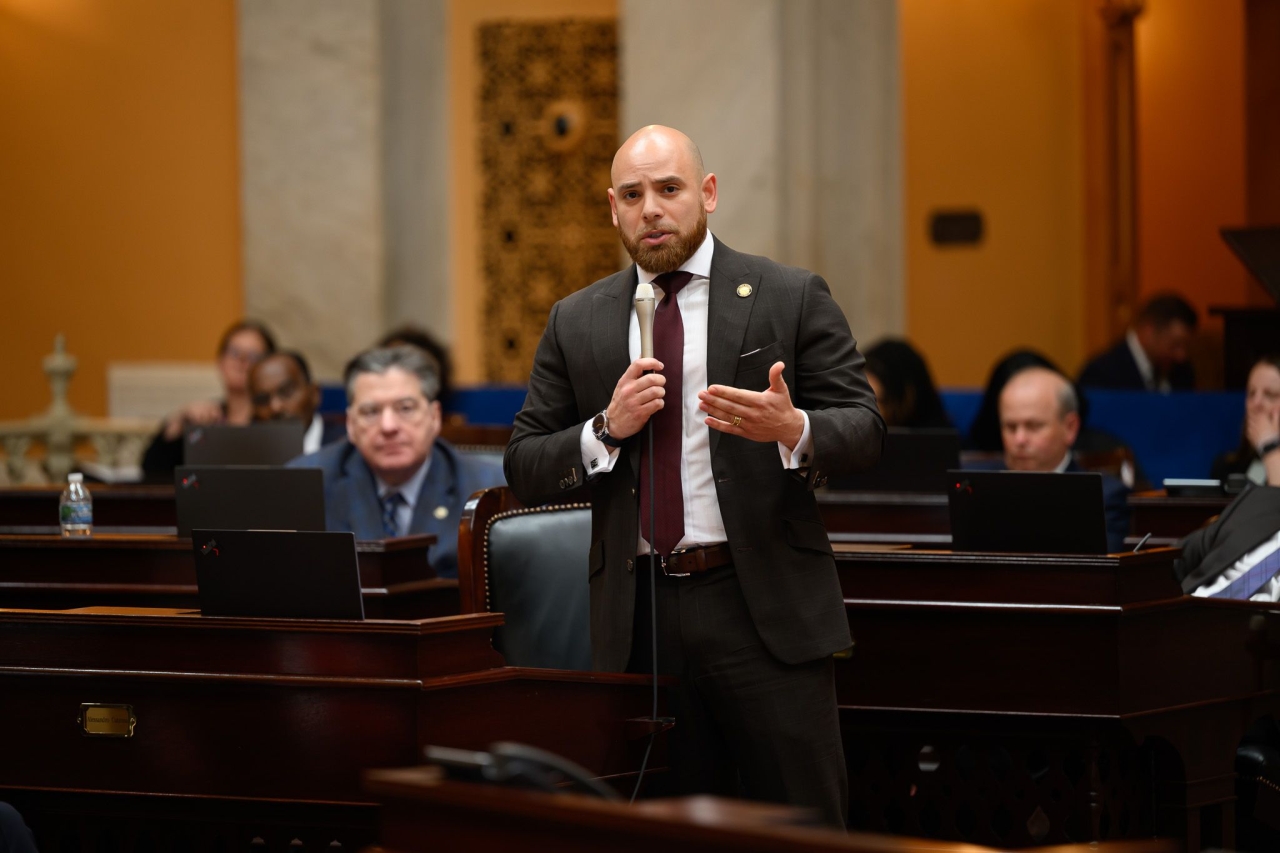 Senator Cutrona speaking in the Senate Chamber.