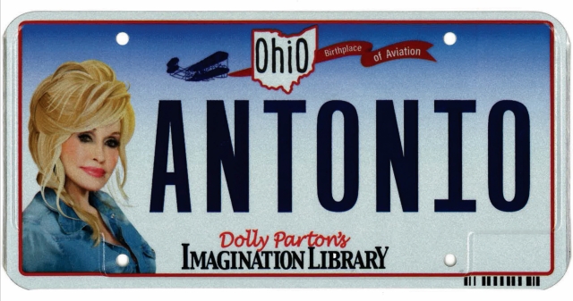 Antonio Celebrates Passage of Dolly Parton's Imagination Library Ohio License Plate